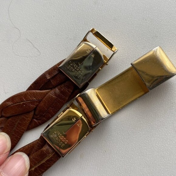 Gold and Brown Vintage Leather Belt Size small medium - Picture 10 of 13